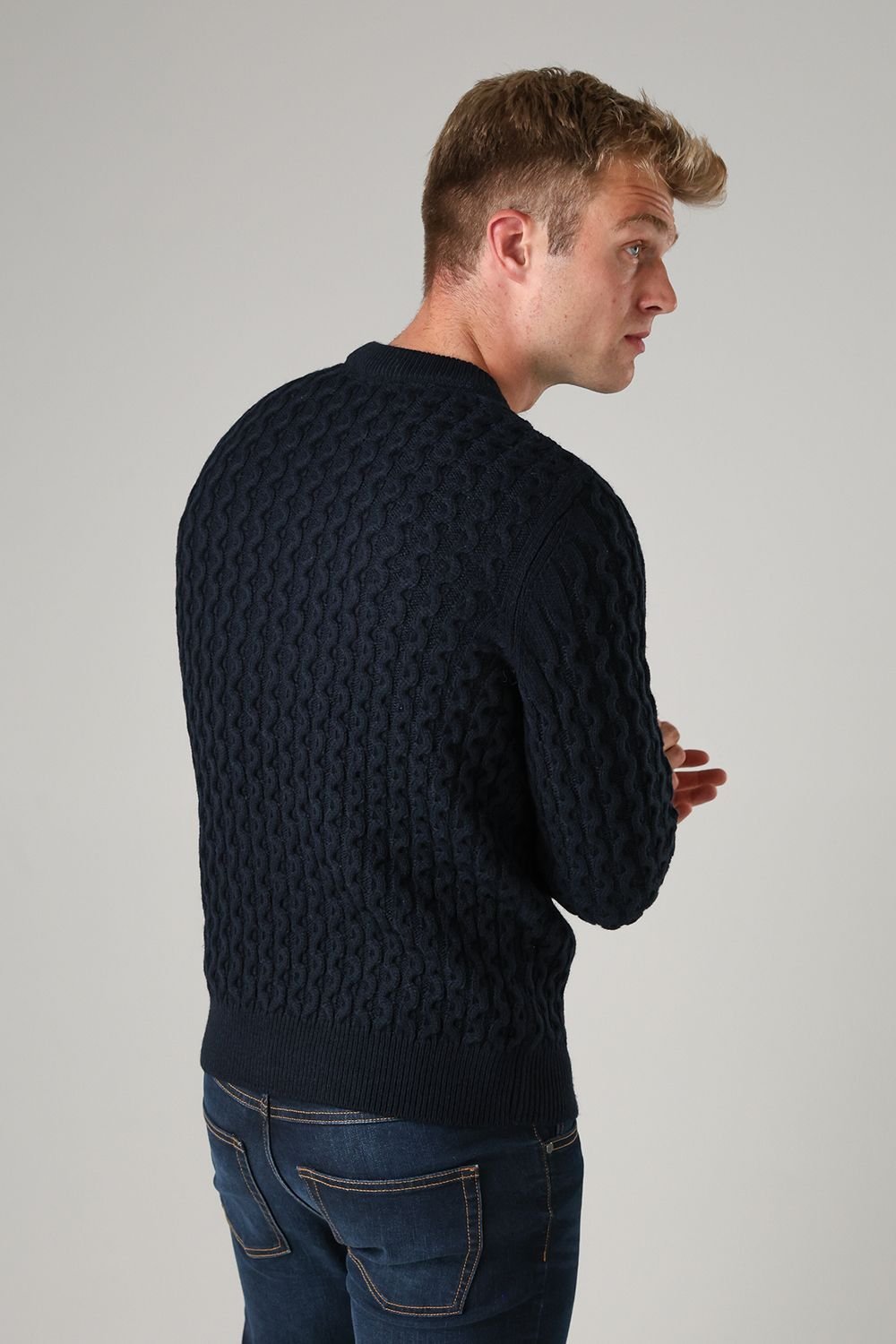 Tokyo Laundry Tokyo Laundry Men's Crew Neck Wool Blend Jumper in Dark Navy - 2