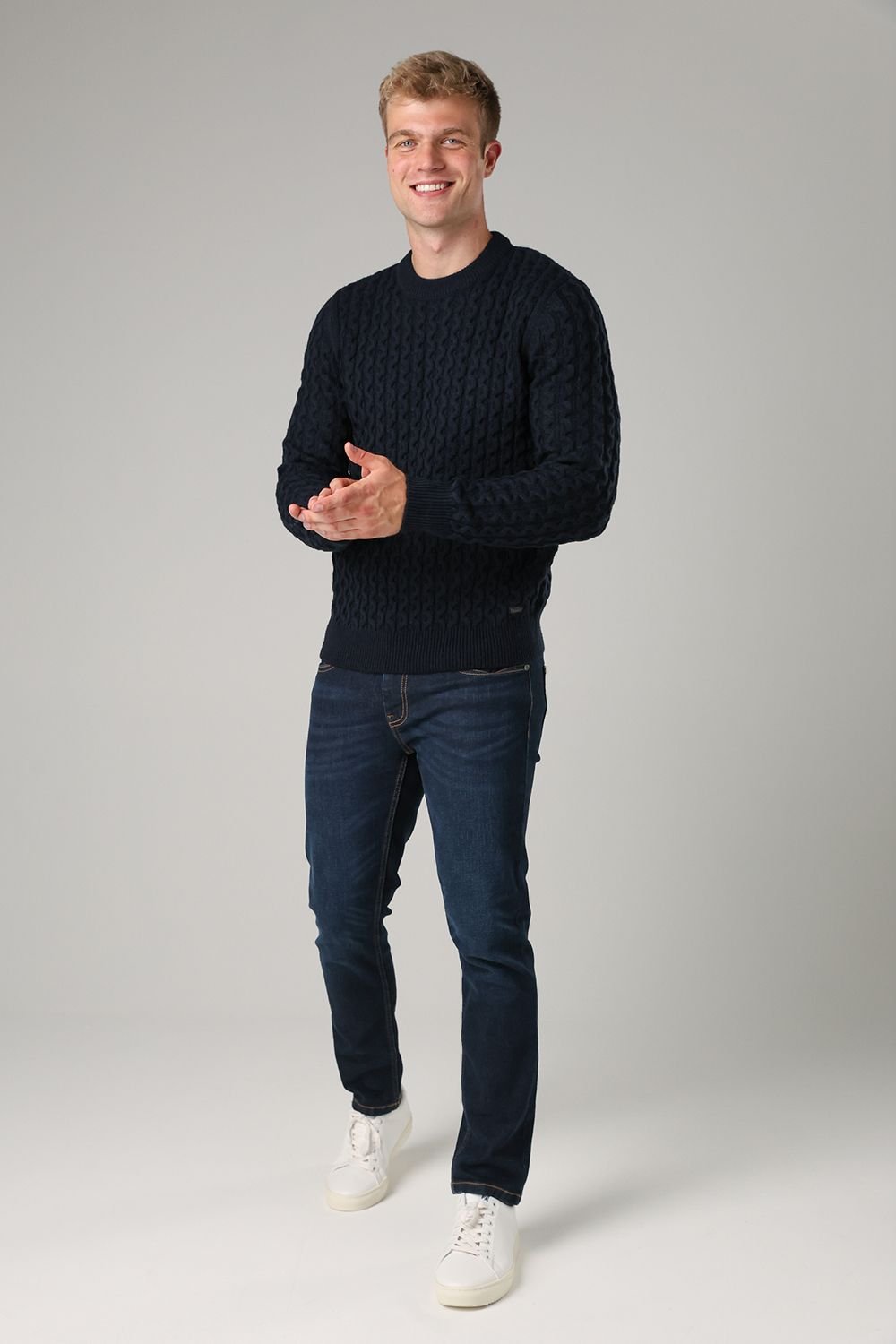 Tokyo Laundry Tokyo Laundry Men's Crew Neck Wool Blend Jumper in Dark Navy - 3