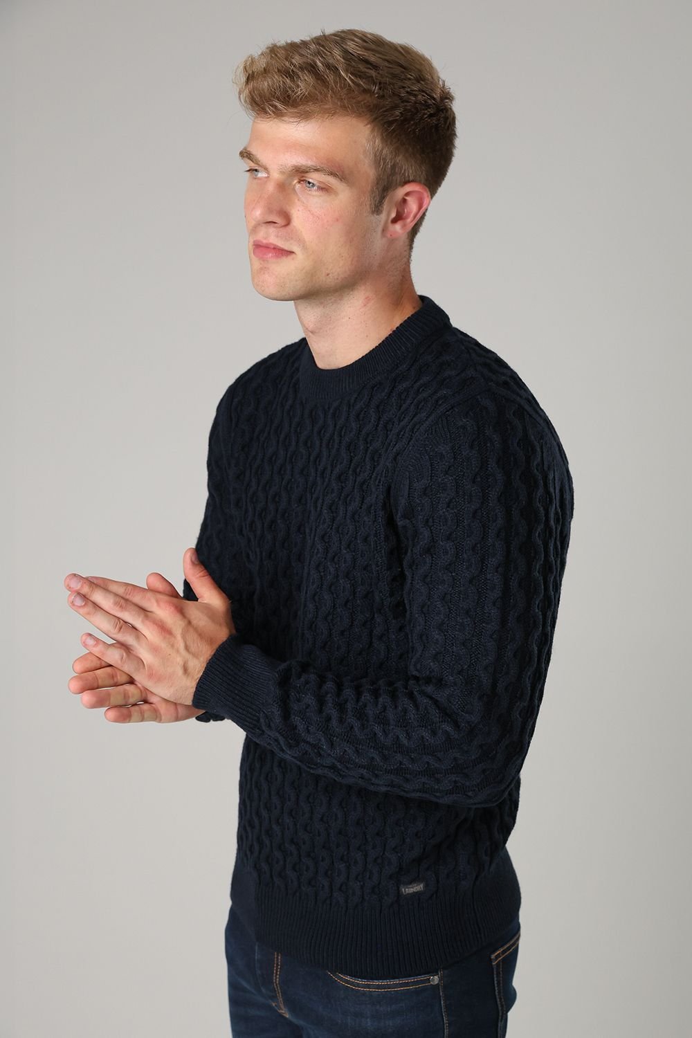 Tokyo Laundry Tokyo Laundry Men's Crew Neck Wool Blend Jumper in Dark Navy - 4