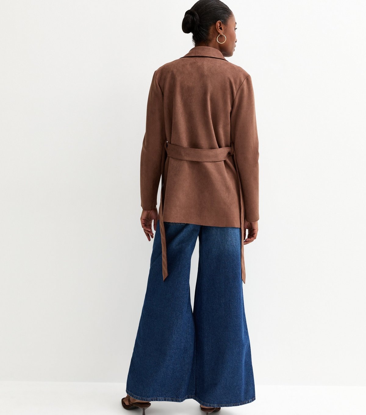 New Look Women's Dark Brown Faux Suede Belted Jacket New Look - 4