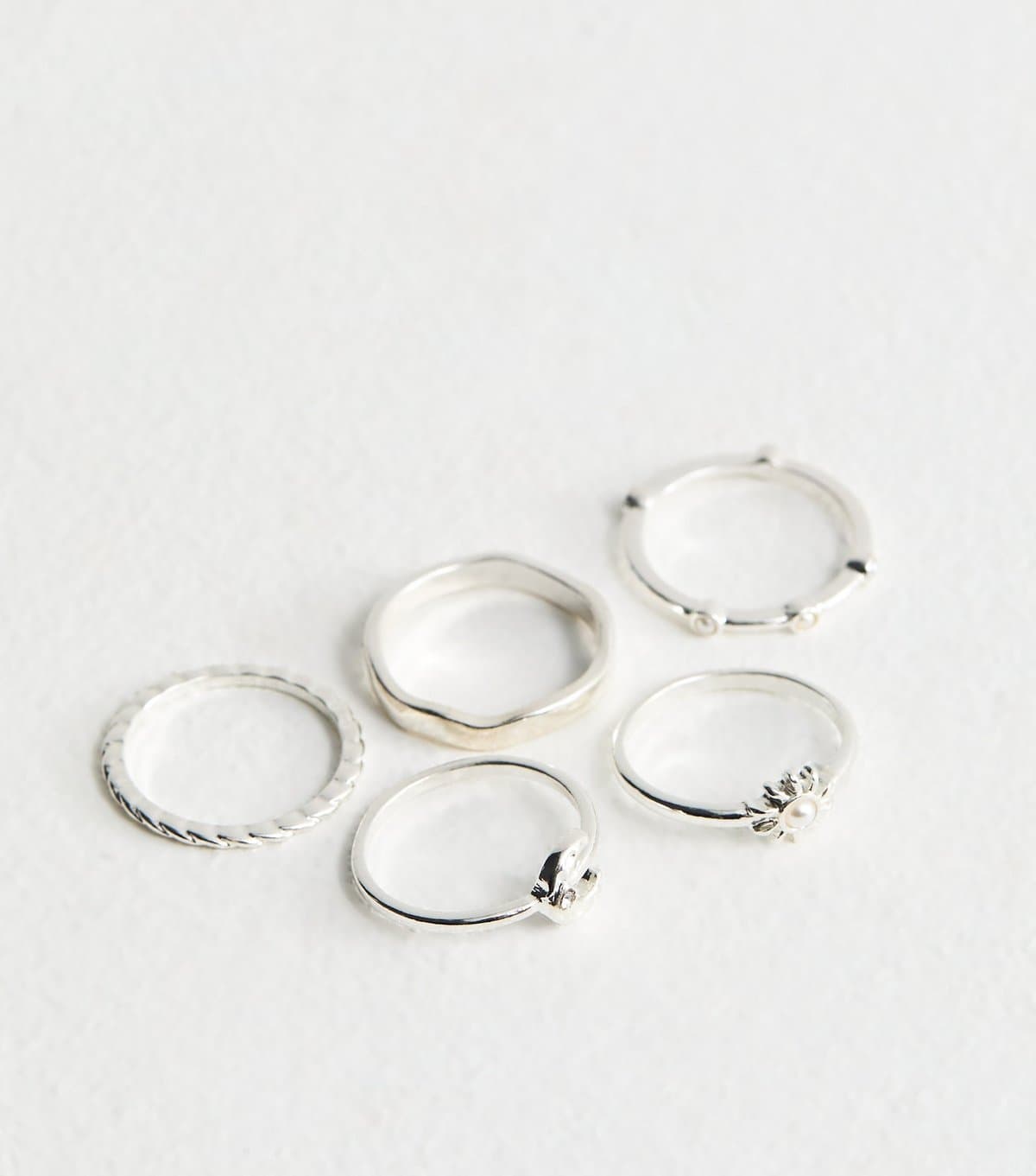 New Look Pack of 5 Silver Tone Sun and Moon Rings New Look