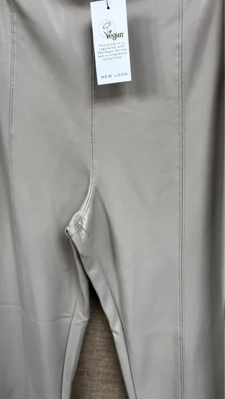 New Look Cream/ beige Matt faux leather trousers