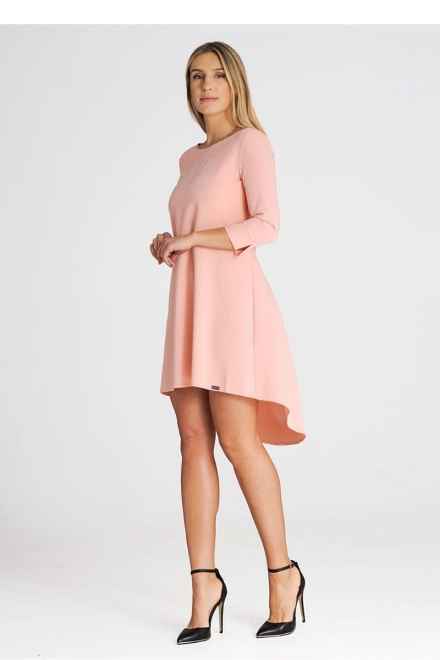 Love Lace Love Lace Women's Elegant Asymmetrical Cocktail Dress Pleated Back in Pink - 2