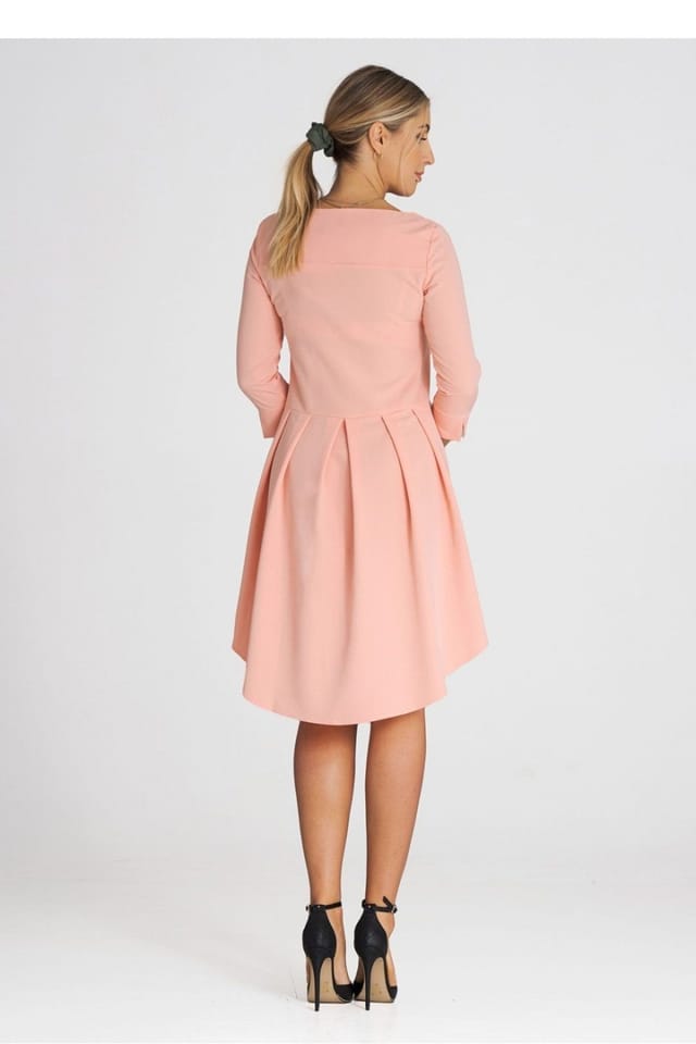 Love Lace Love Lace Women's Elegant Asymmetrical Cocktail Dress Pleated Back in Pink - 3