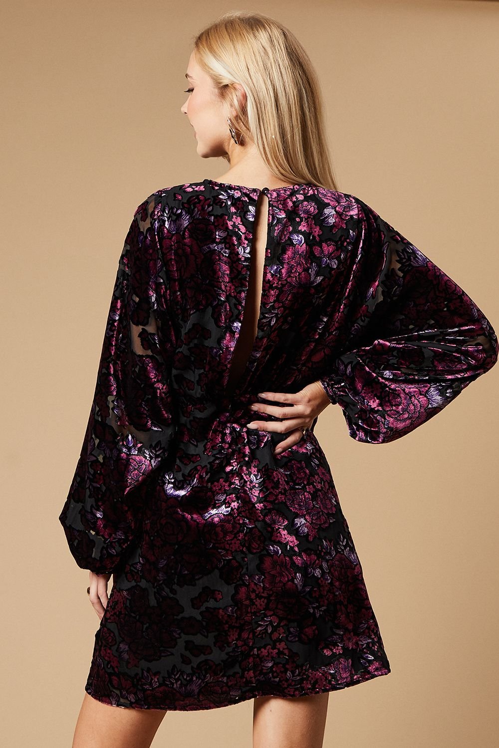 Oasis Oasis Women's Velvet Long Sleeve Mini Dress in Black - 3