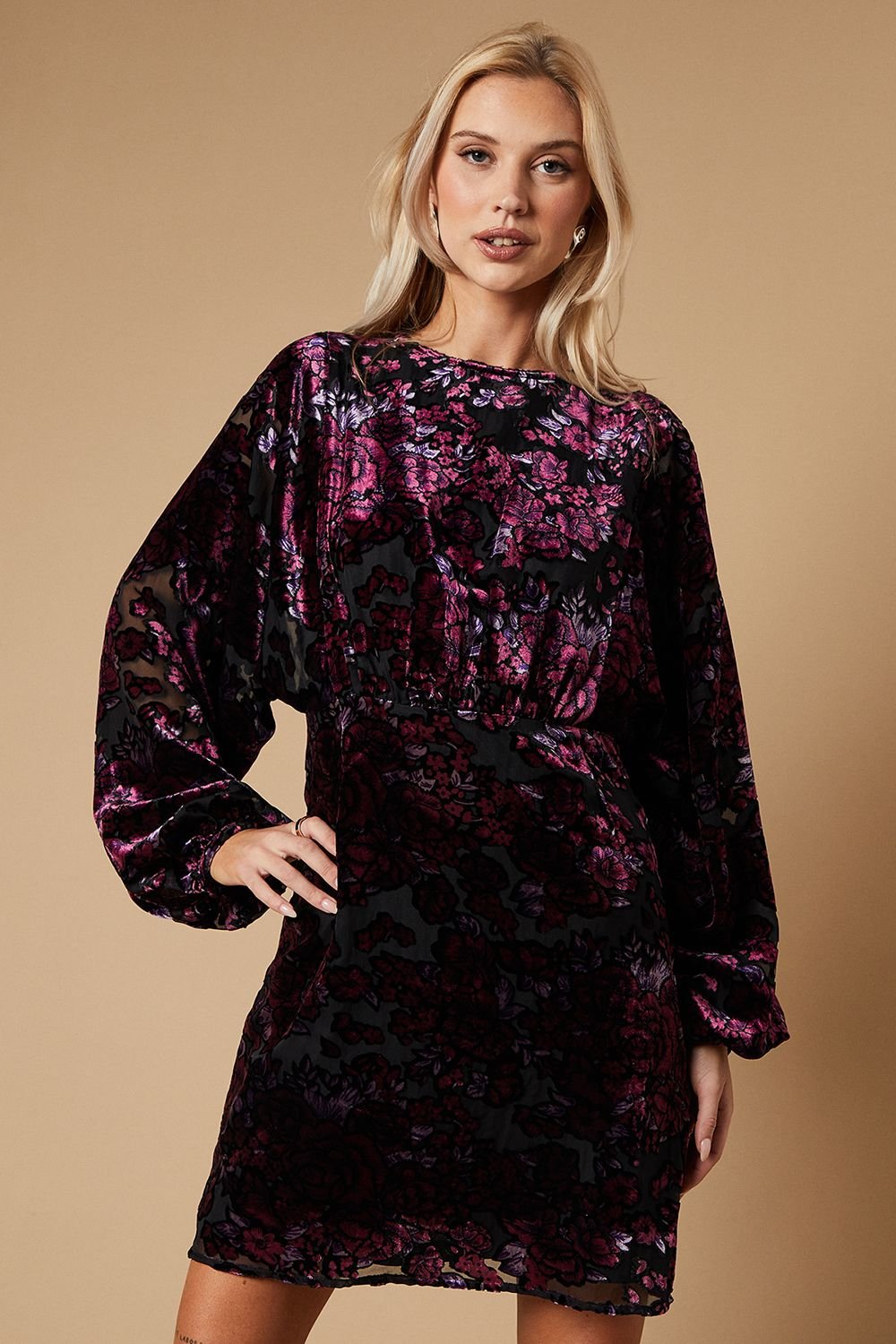 Oasis Oasis Women's Velvet Long Sleeve Mini Dress in Black - 4