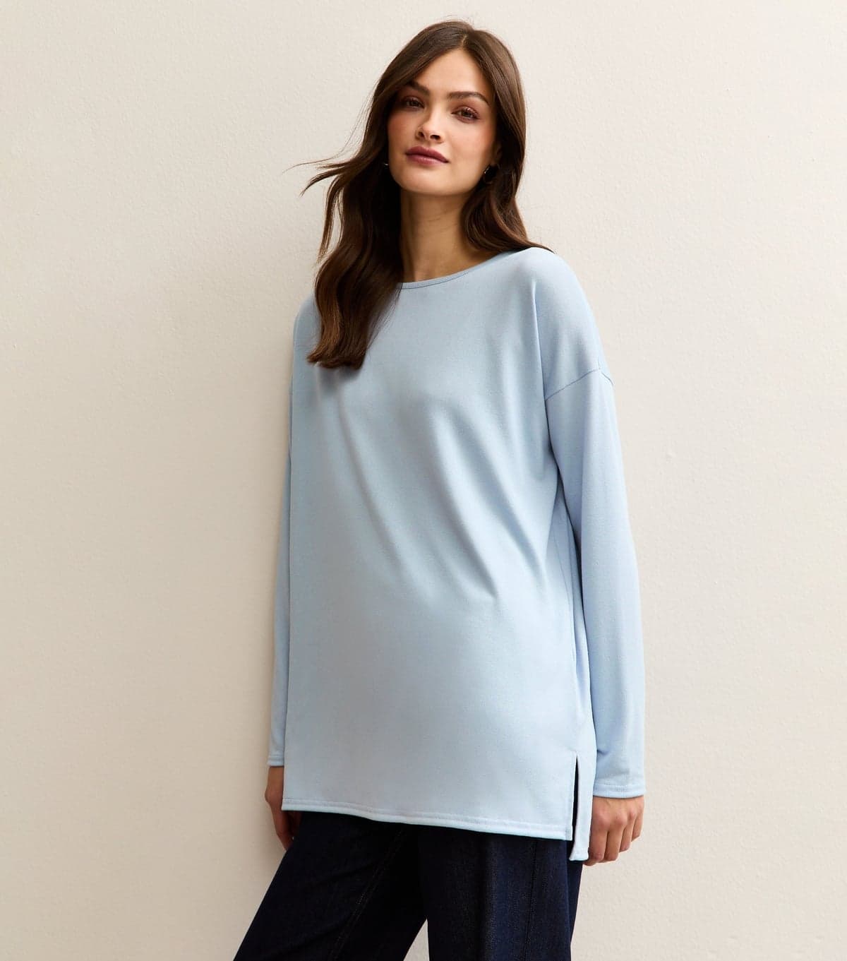 New Look Women's Tall Light Blue Soft Touch Oversized Long Sleeve Top New Look