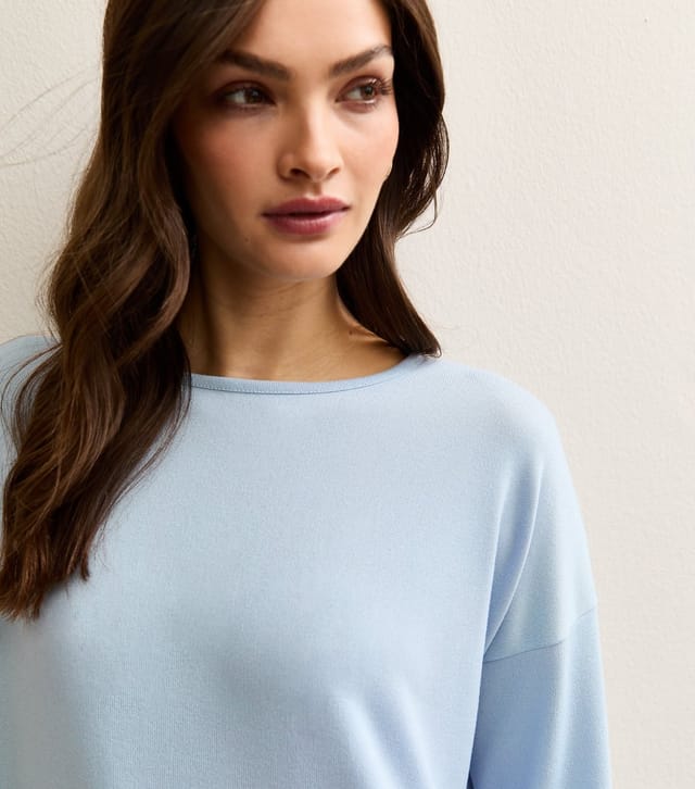 New Look Women's Tall Light Blue Soft Touch Oversized Long Sleeve Top New Look - 2