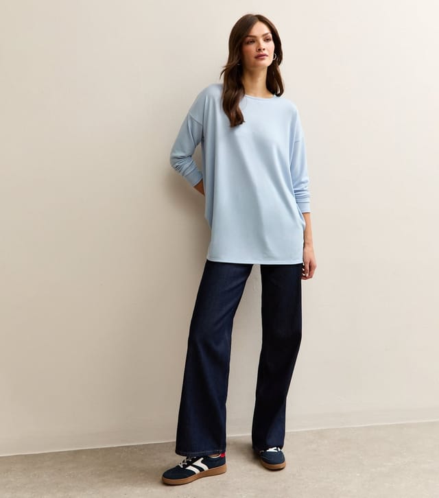 New Look Women's Tall Light Blue Soft Touch Oversized Long Sleeve Top New Look - 3