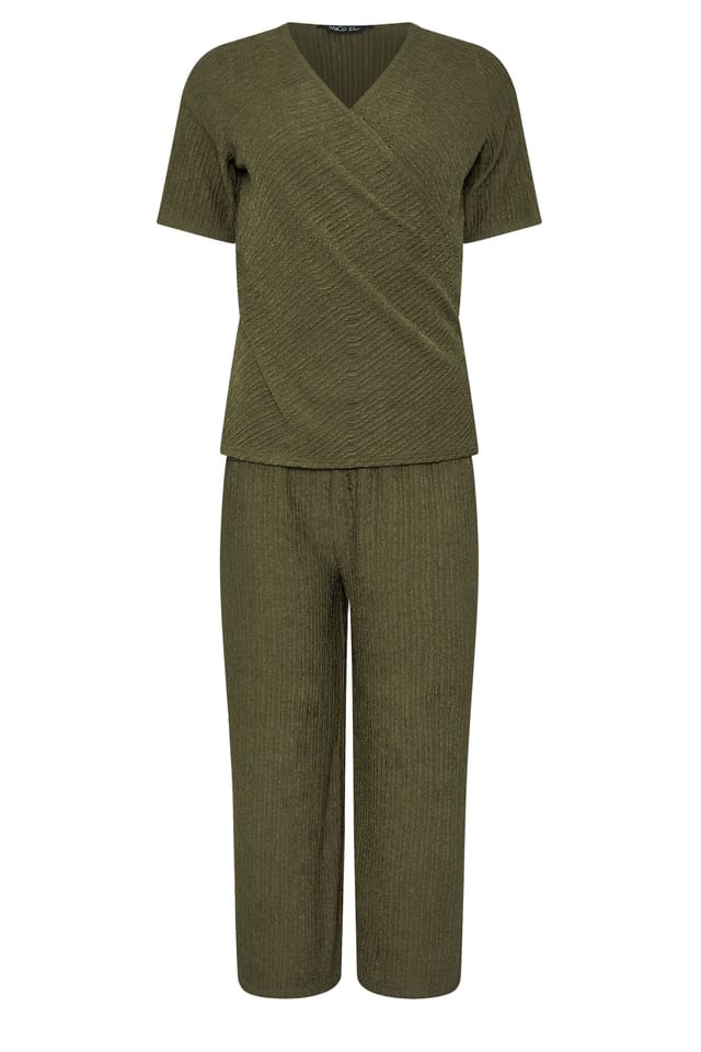 M&Co M&Co Women's Textured Top & Trousers Set in Olive - 2