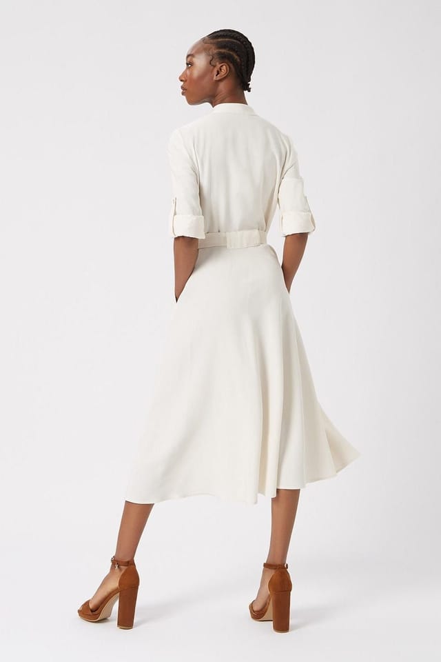 James Lakeland James Lakeland Women's Roll Sleeve Midi Dress Cream - 2