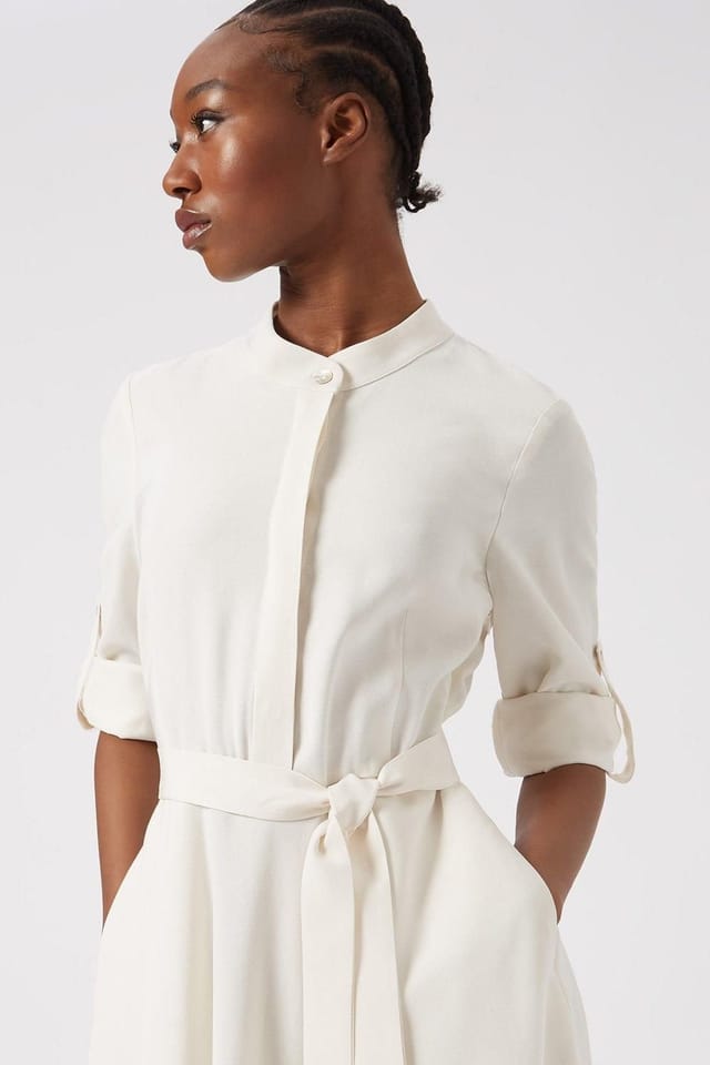 James Lakeland James Lakeland Women's Roll Sleeve Midi Dress Cream - 3