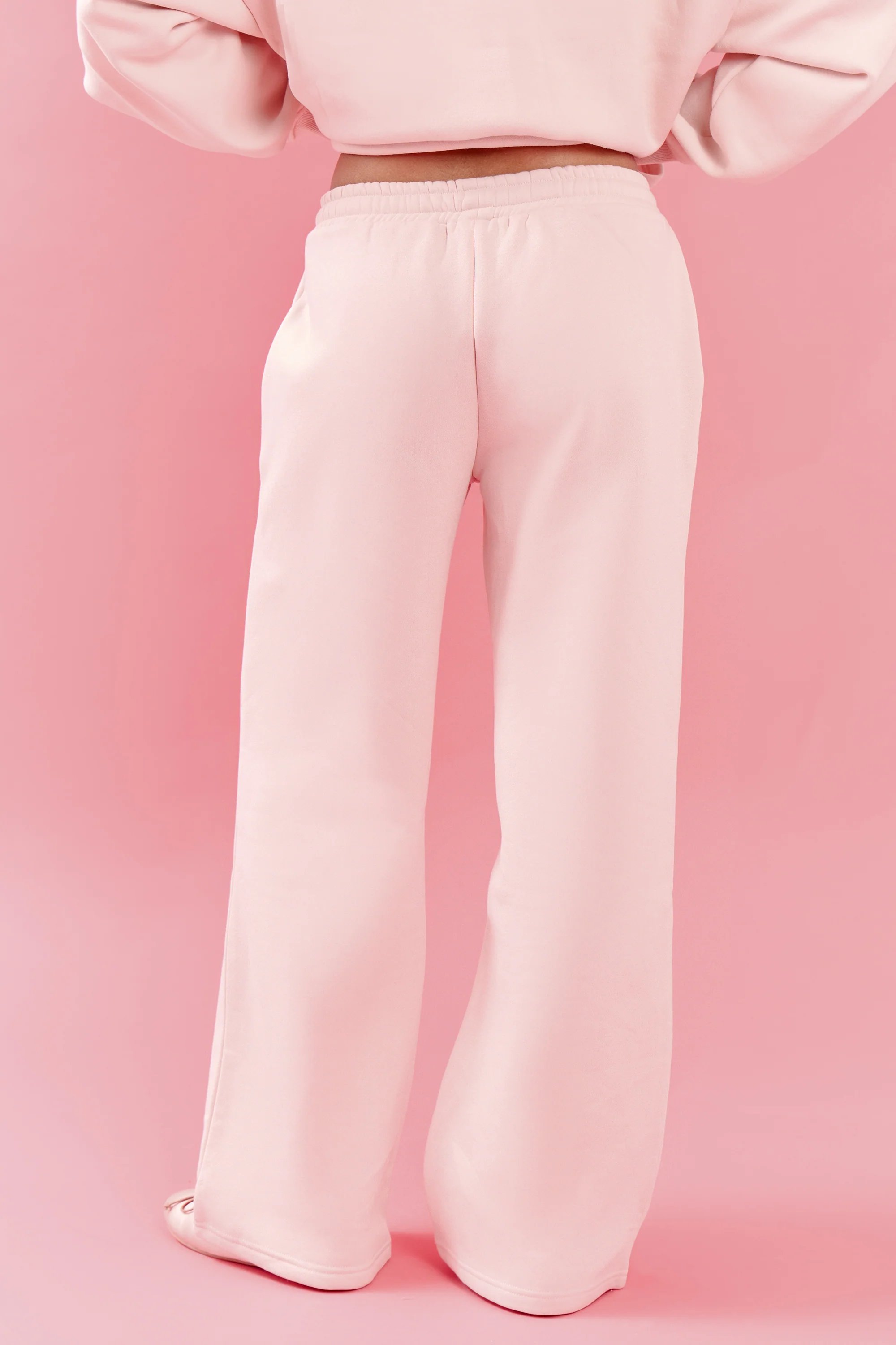 Kaiia Kaiia Oval Embossed Wide Leg Joggers Pink Meringue - 4