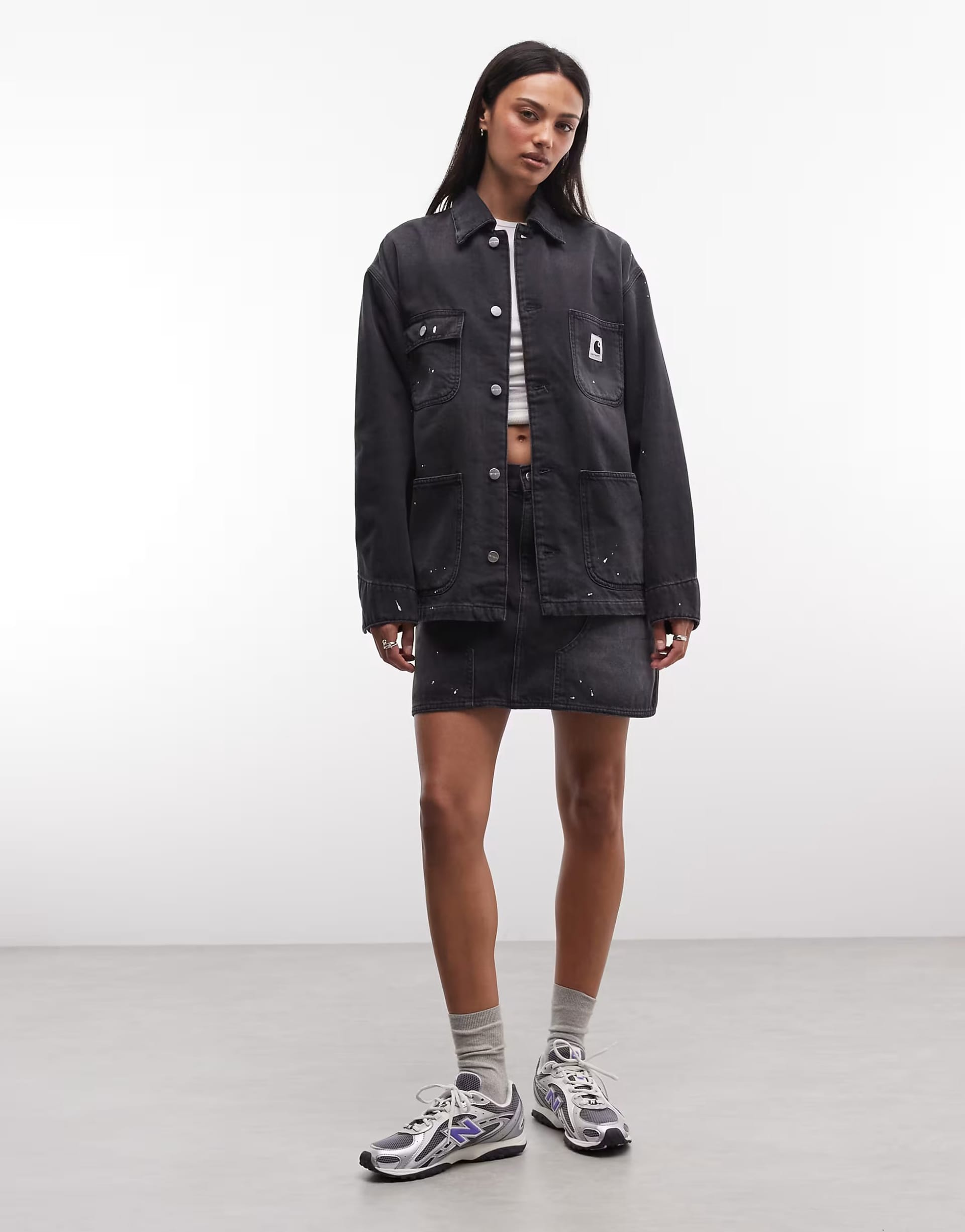 Carhartt WIP Black Wash Denim Jacket and Skirt Co-ord