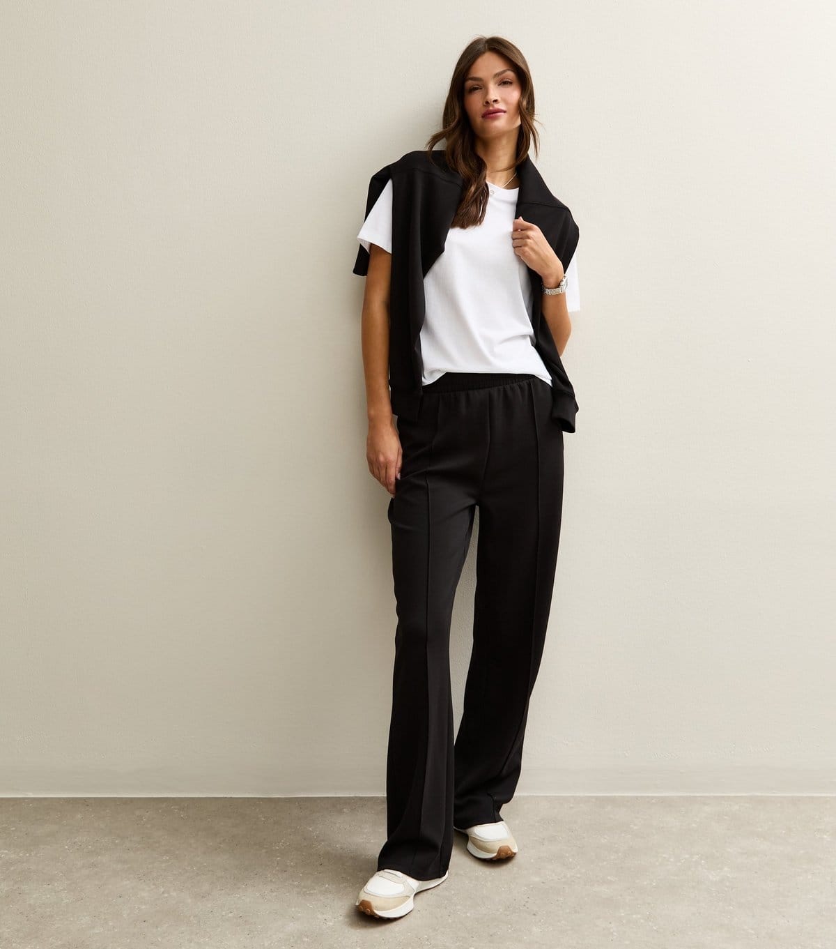 New Look Women's Tall Premium Black Jersey Wide Leg Joggers New Look - 1