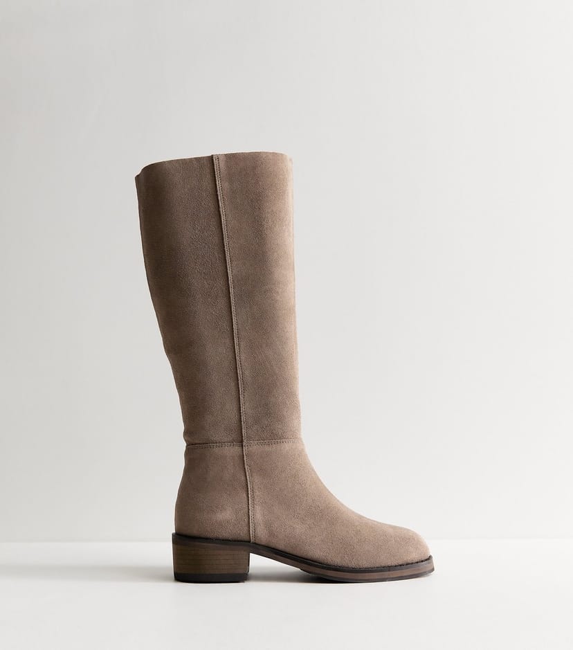 New Look Women's Premium Real Leather Light Brown Suede Pull On Tall Boots New Look - 1