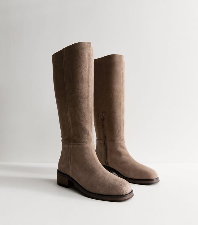 New Look Women's Premium Real Leather Light Brown Suede Pull On Tall Boots New Look - 3