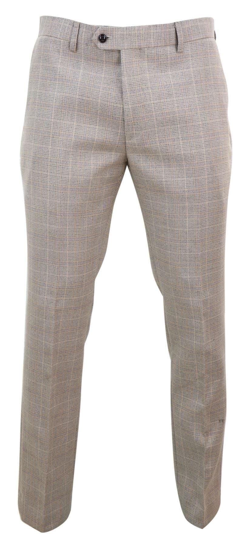 Paul Andrew Paul Andrew Men's Holland Check Tweed Trousers in Beige