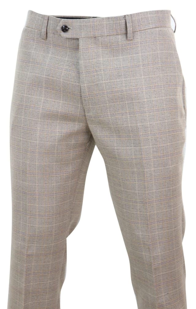 Paul Andrew Paul Andrew Men's Holland Check Tweed Trousers in Beige - 2