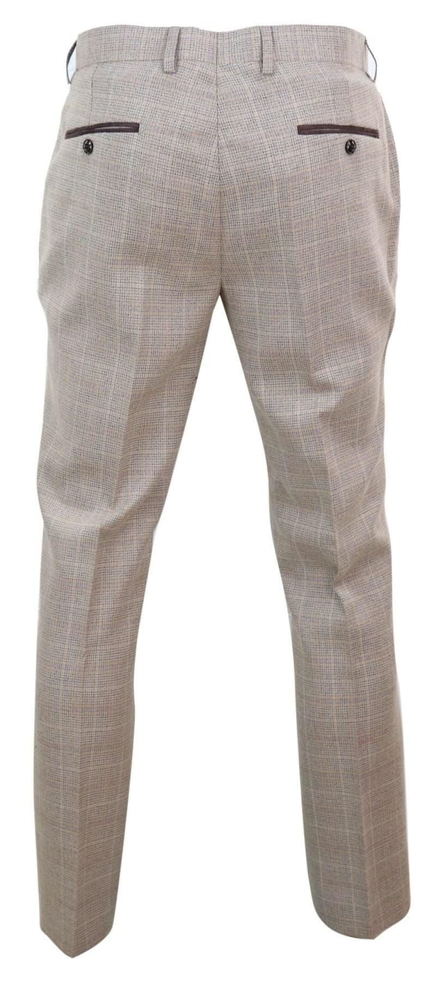 Paul Andrew Paul Andrew Men's Holland Check Tweed Trousers in Beige - 3