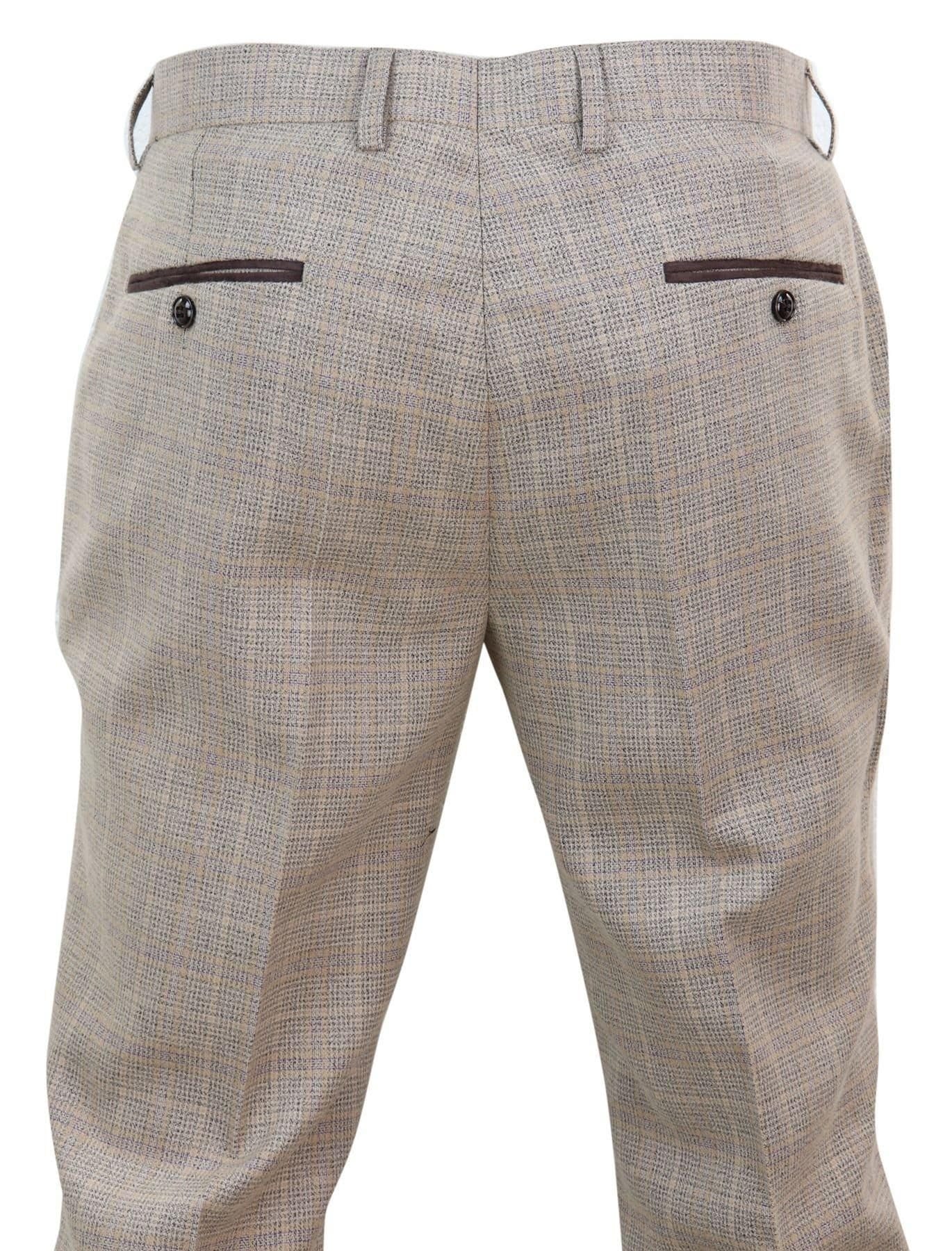 Paul Andrew Paul Andrew Men's Holland Check Tweed Trousers in Beige - 4