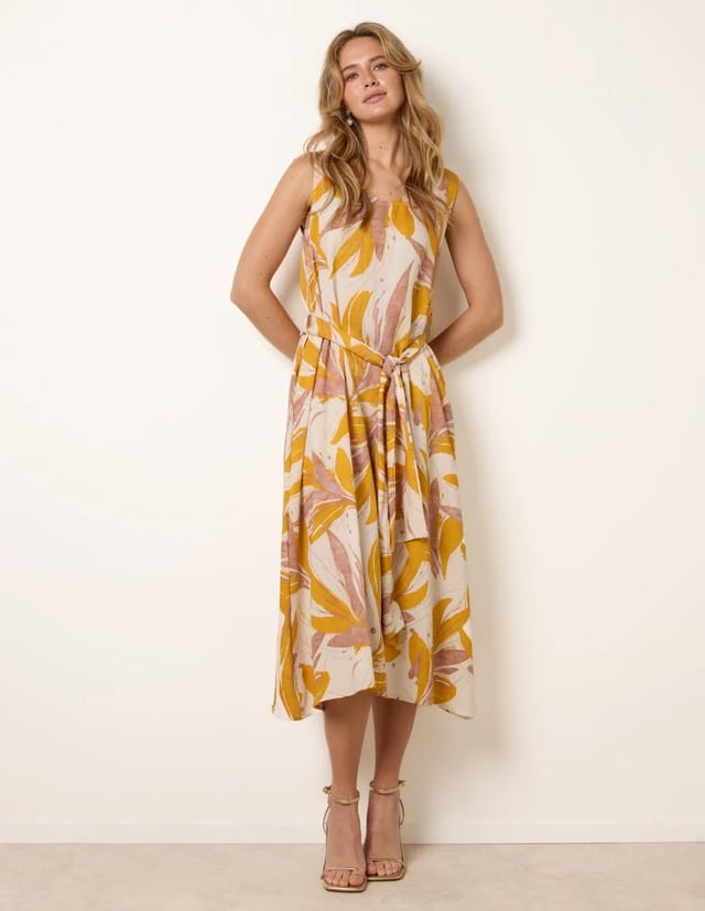Blue Vanilla Leaf Print Dress - 2