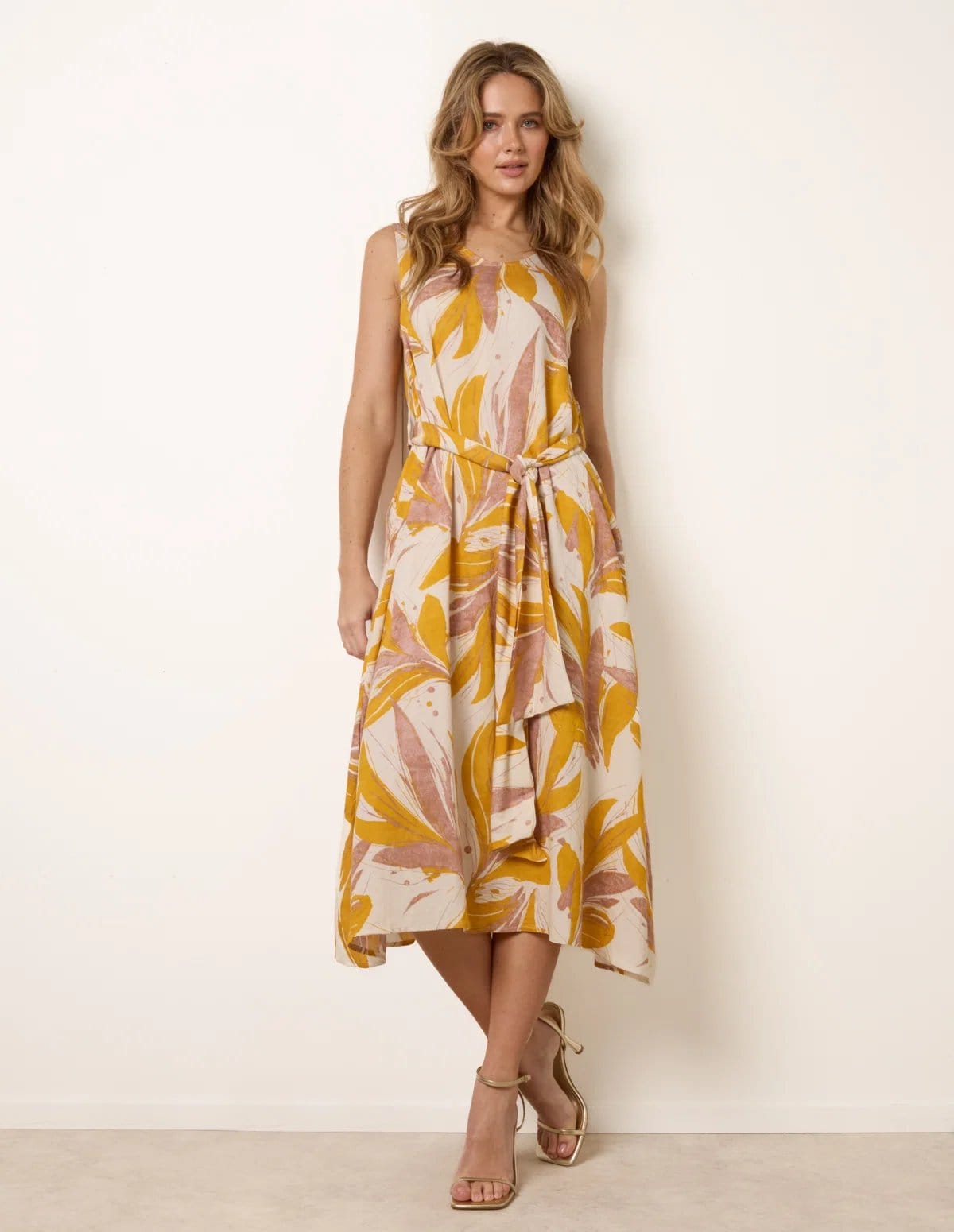 Blue Vanilla Leaf Print Dress - 4