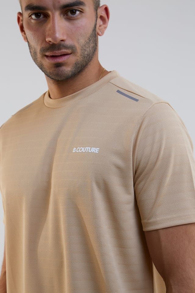 BCouture BCouture Men's Gym Shorts & T-Shirt Set in Beige - 2