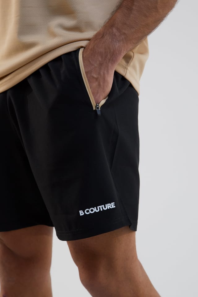 BCouture BCouture Men's Gym Shorts & T-Shirt Set in Beige - 3