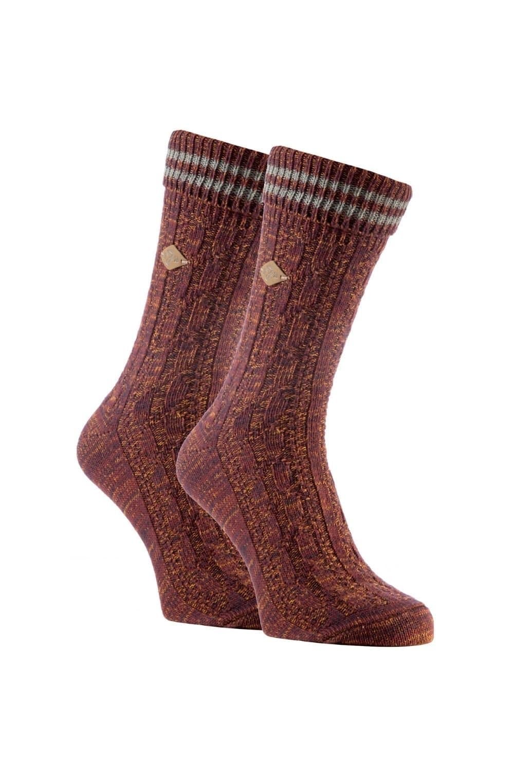 Farah FARAH Men's 2 Pack Cotton Boot Dress Socks with Turn Over Top in Burgundy
