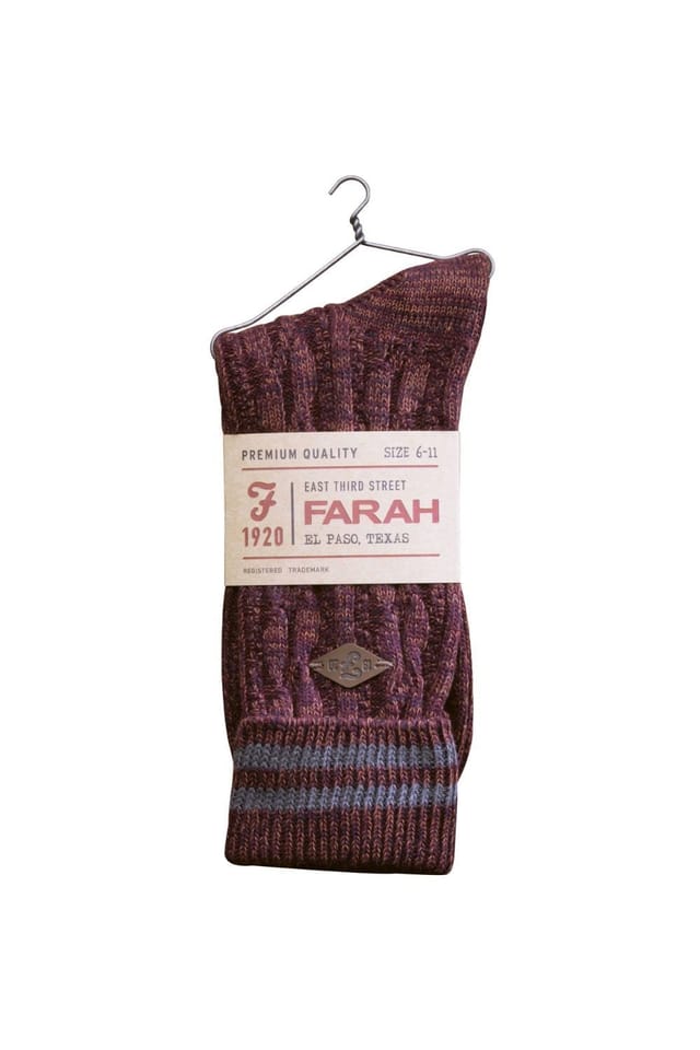 Farah FARAH Men's 2 Pack Cotton Boot Dress Socks with Turn Over Top in Burgundy - 2