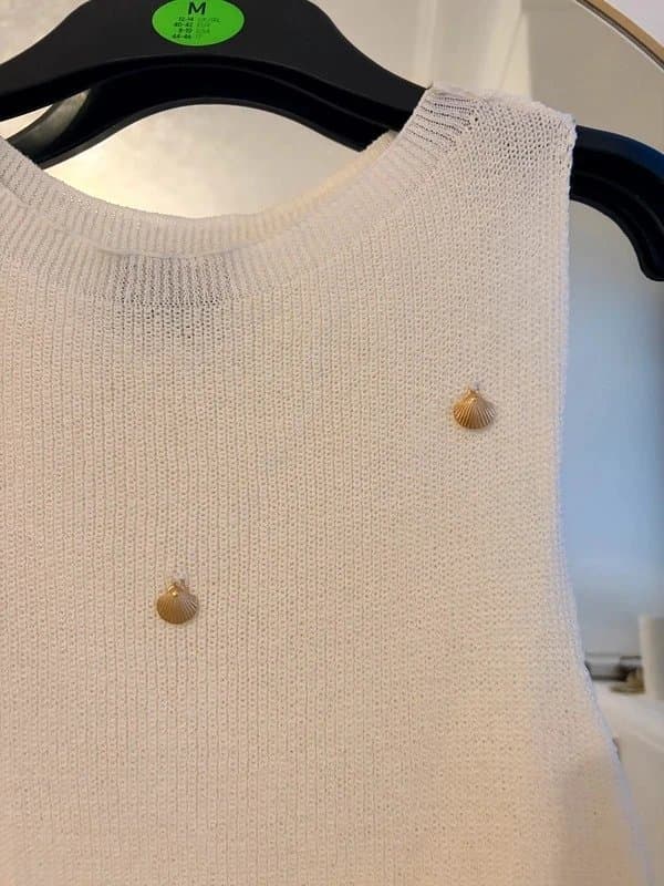 ASOS Design Asos design shell embellished fine knit white sleeveless top