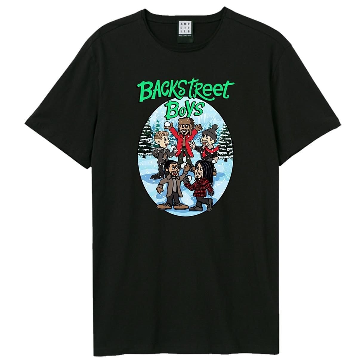 Backstreet Boys Backstreet Boys Men's Cartoon Christmas T-Shirt in Black - 1