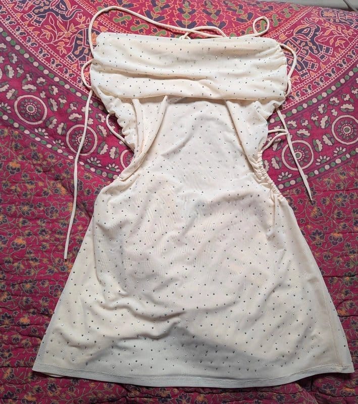 Bershka Cream Sequin Mini Dress