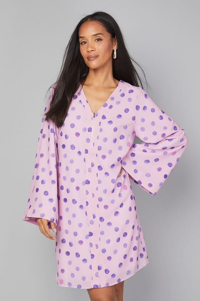 Wallis Wallis Women's Polka Dot Zip Shift Dress in Pink - 2