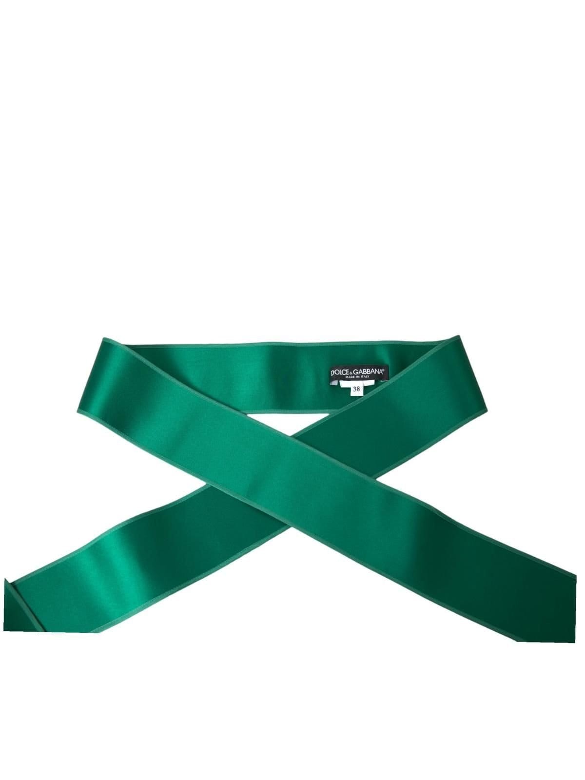 Dolce & Gabbana Dolce & Gabbana Women's Green Silk Satin Waist Belt - 4