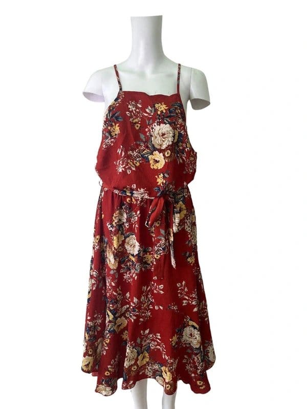 New Look Brown Floral Ruched Midi Dress