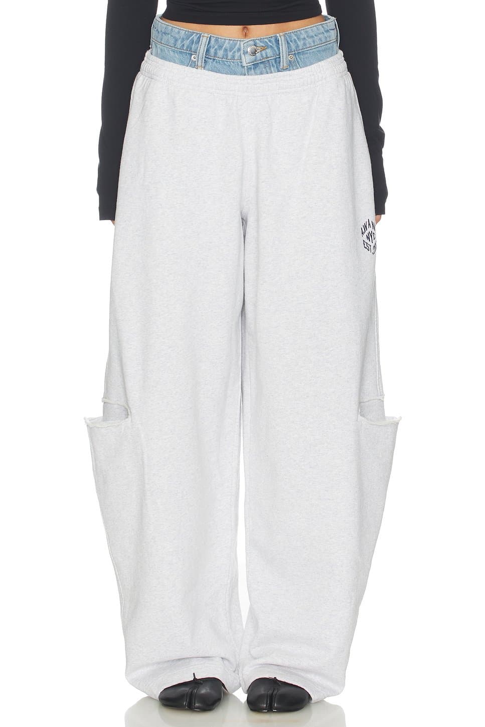 revolve Prestyled Slashed Sweatpant With Denim Waistband