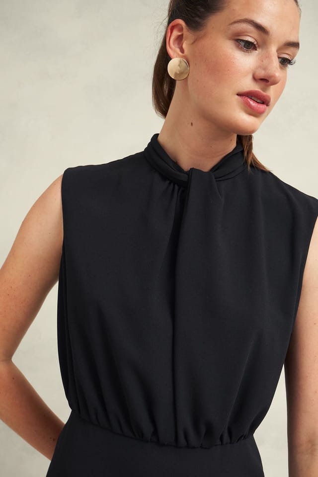 Hobbs London Hobbs London Women's Camille Twist Neck Dress in True Black - 3