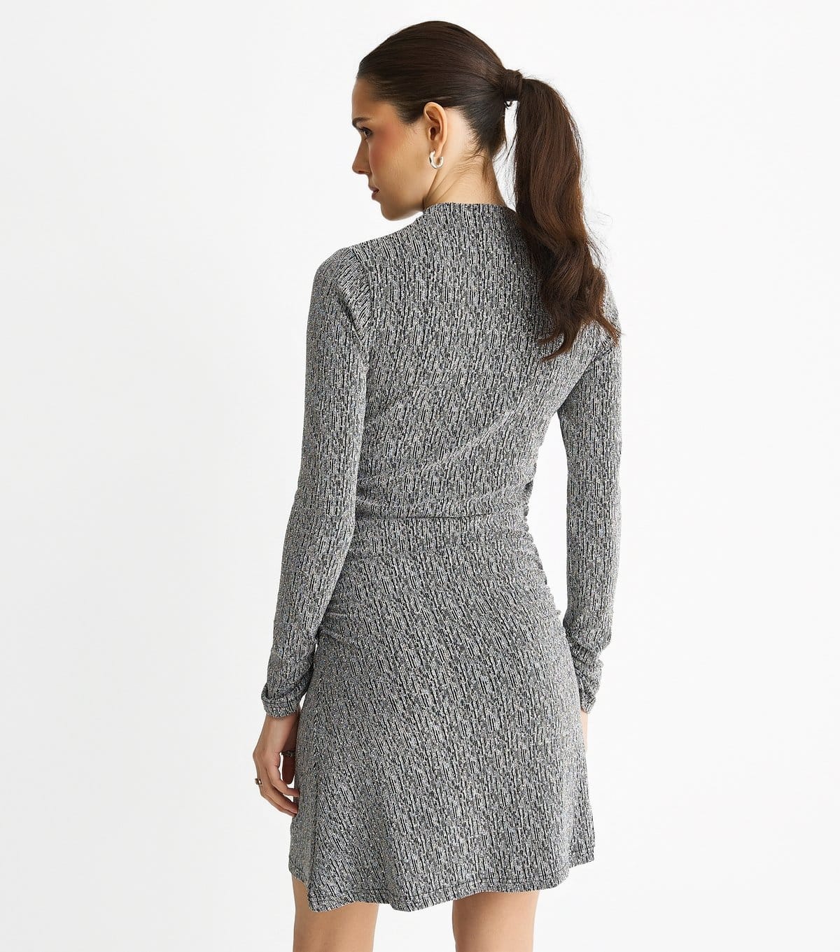 Gini London Women's Grey Shimmery High Neck Mini Dress Gini London New Look - 4