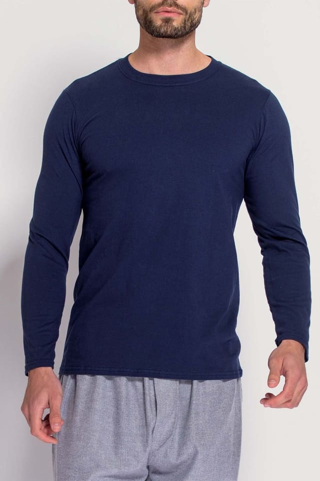 British Boxers British Boxers Men's "Maritime Navy" Cotton Jersey Long Sleeve Top in Navy - 2