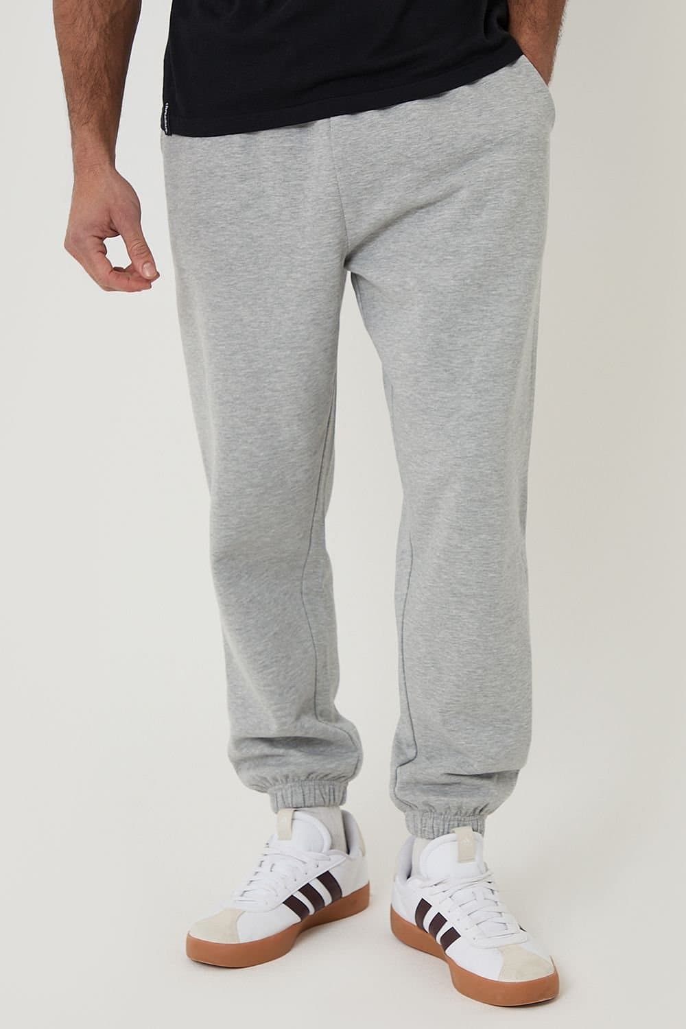 Threadbare Threadbare Light Grey Cotton Tapered Joggers for Men