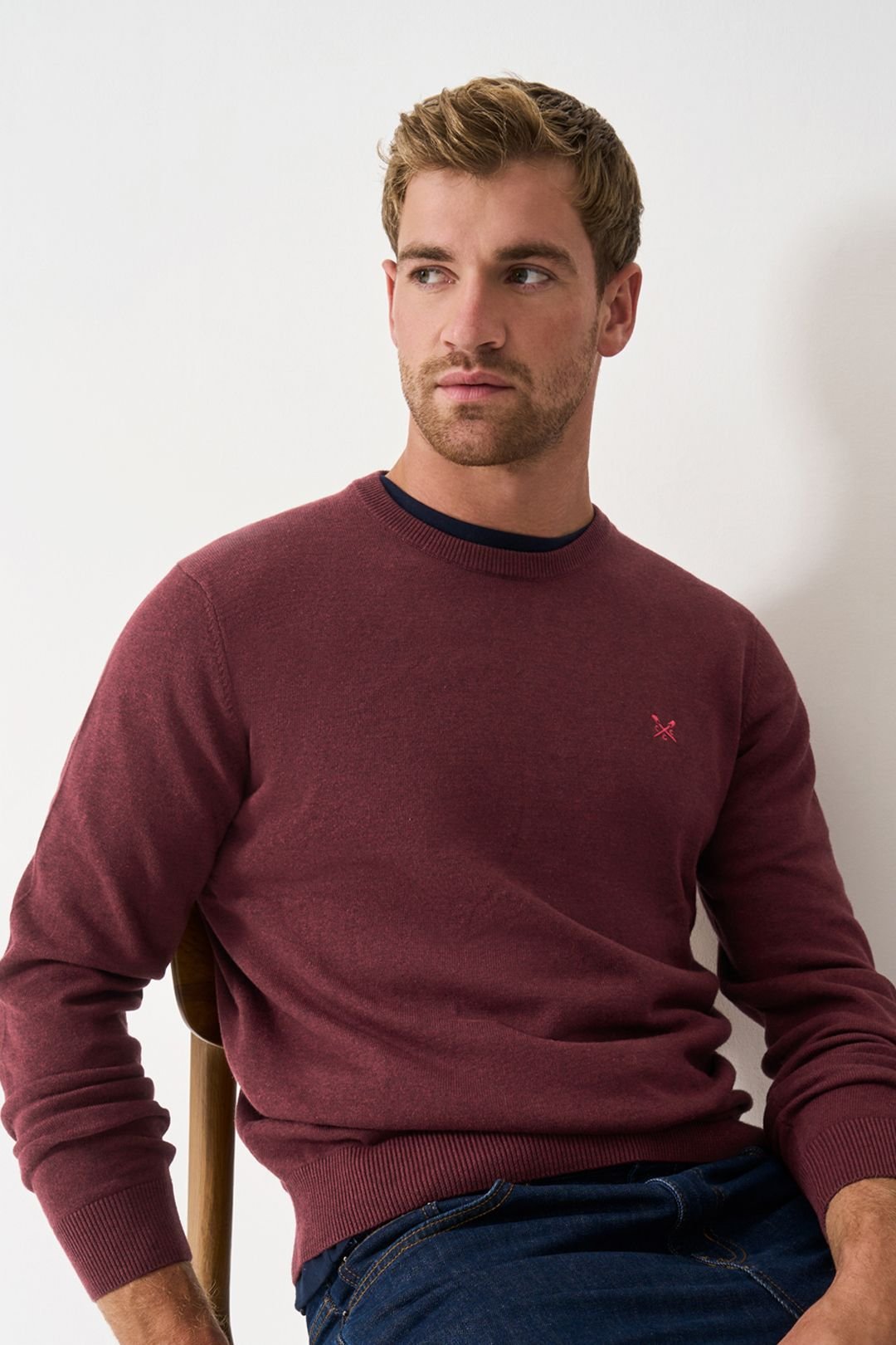 Crew Clothing Crew Clothing Men's Cotton Crew Wine Marl - 2