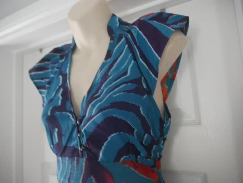 Carbon Carbon Dress Ladies Size 10 Multicoloured Swirl Animal Summer Holiday Tea Dress