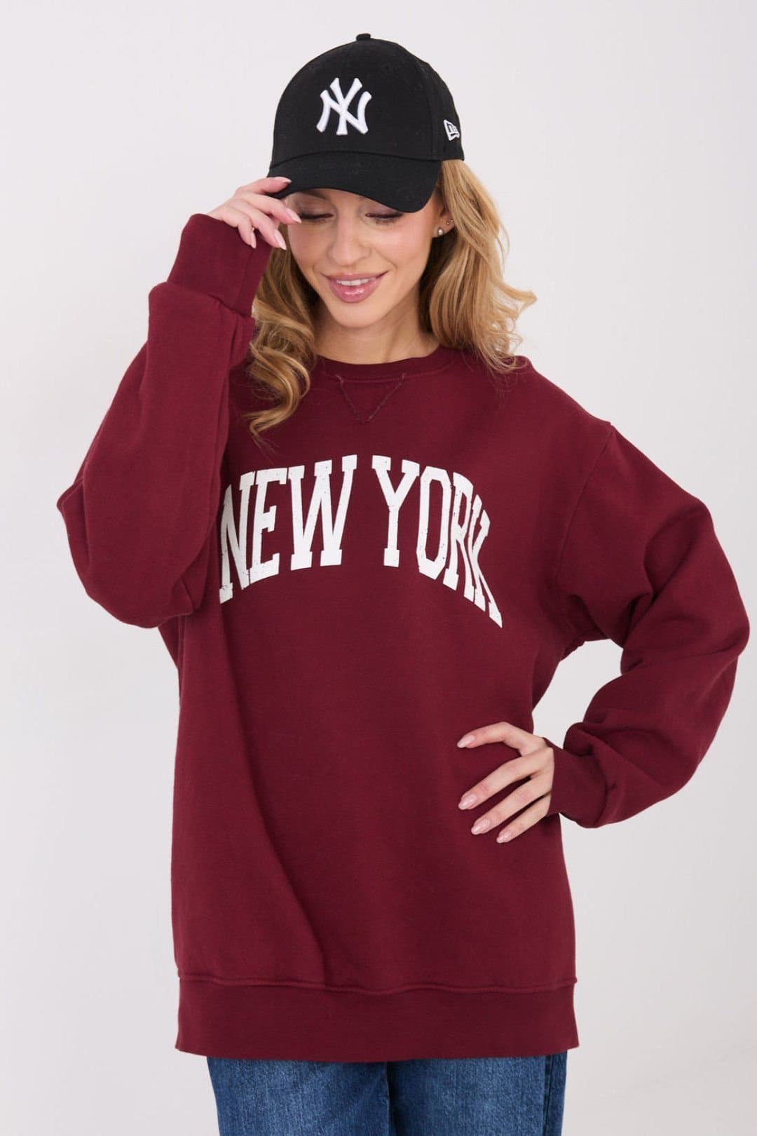 Love Lace Love Lace Burgundy Cotton Elastane Crew Sweatshirt