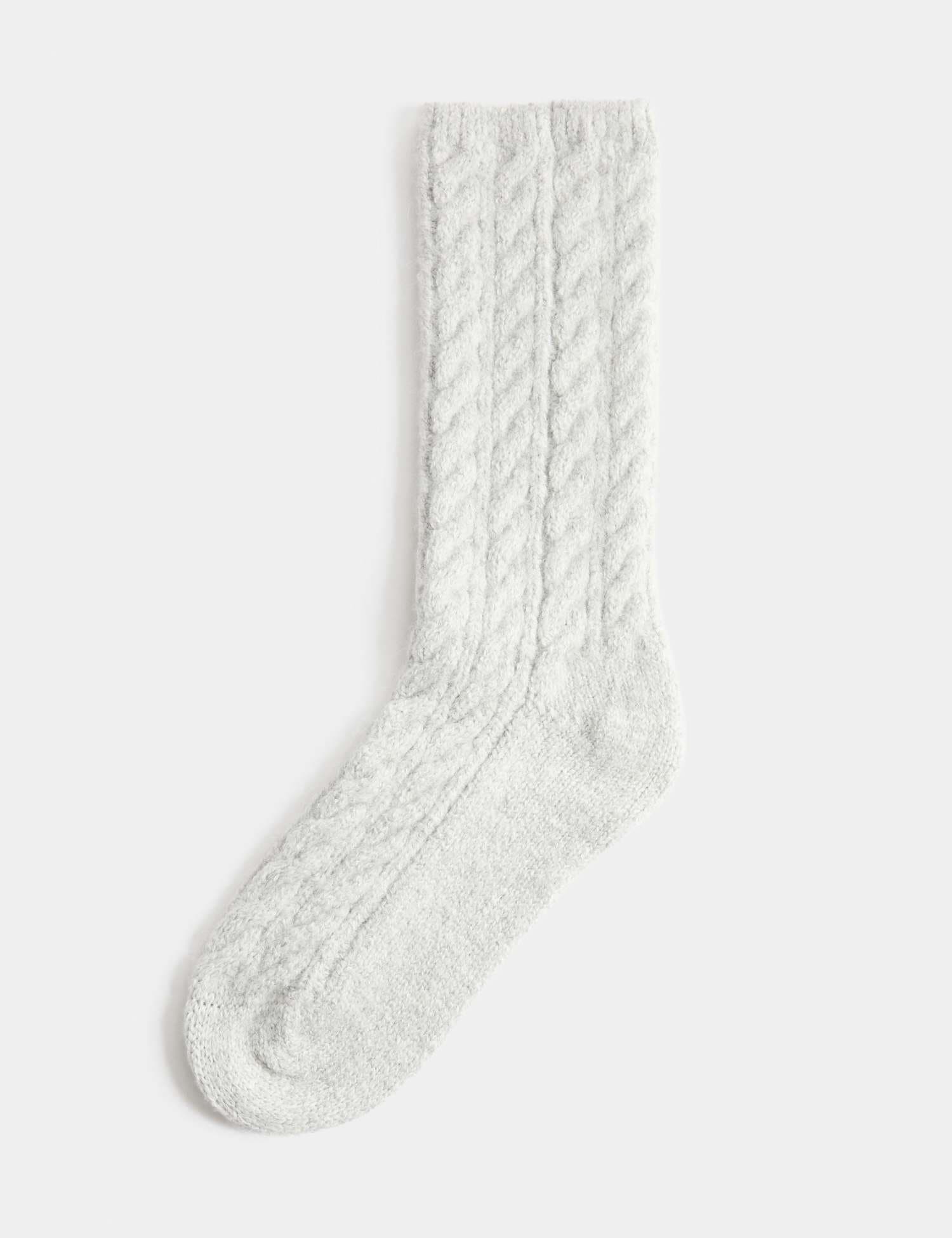 Marks & Spencer M&S Cable Knit Crew Socks Grey