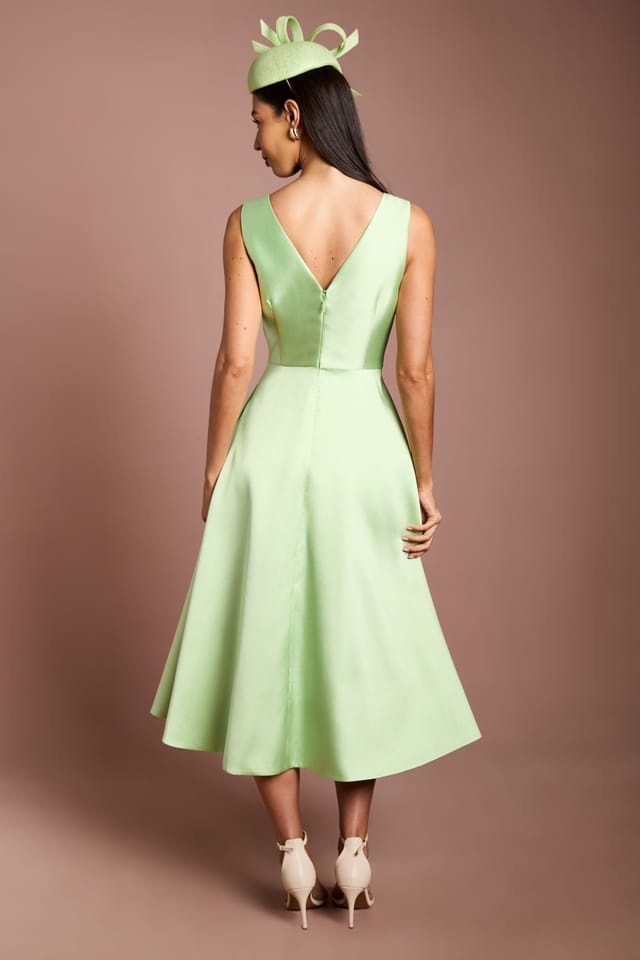 Coast Coast Women's Lisa Tan Mega Bow Twill Dress in Pistachio - 3