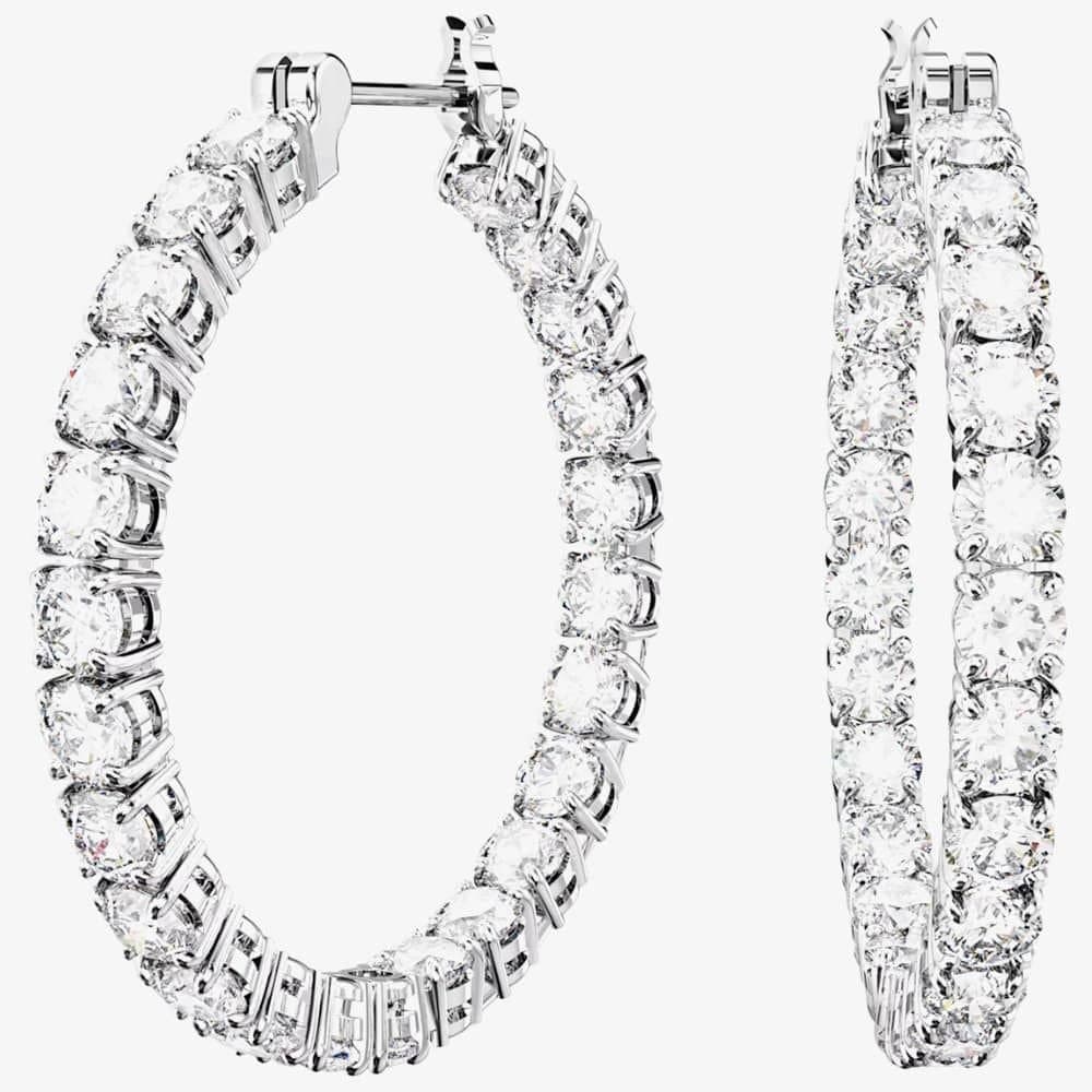 Swarovski Swarovski Women's Matrix White Cubic Zirconia Hoop Earrings 5647715 in Silver