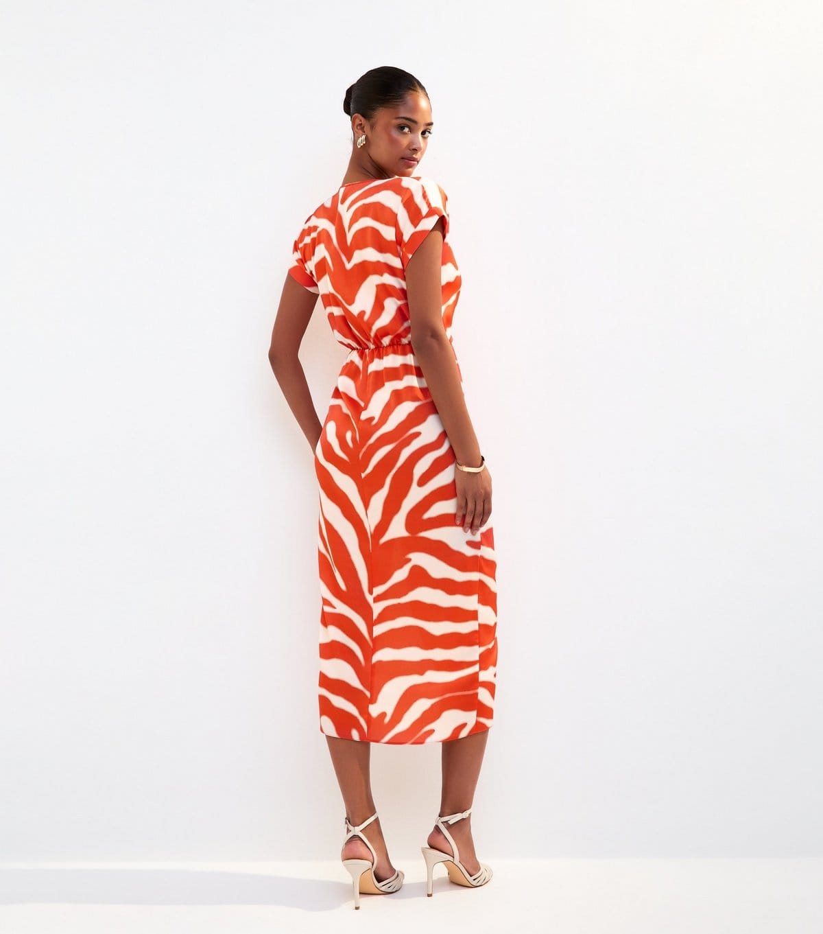 New Look Women's Red Zebra Print Wrap Front Midi Dress New Look - 4