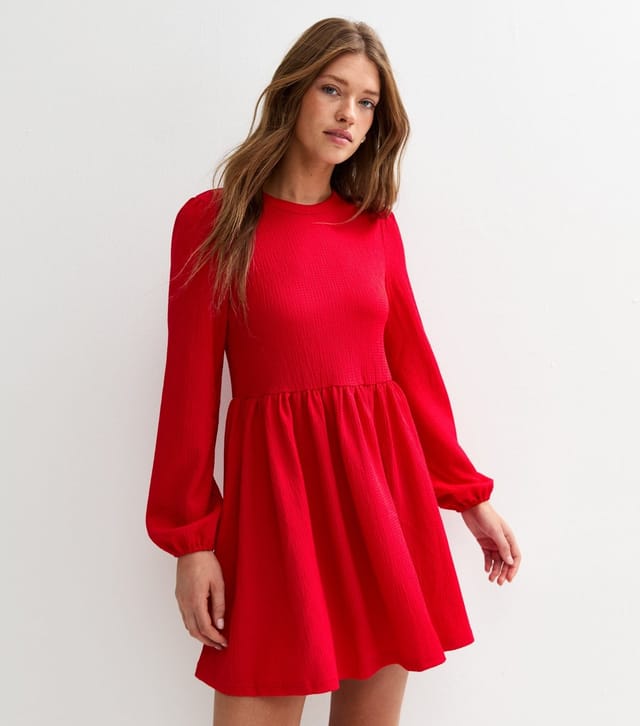 New Look Women's Red Crinkled Mini Smock Dress New Look - 2